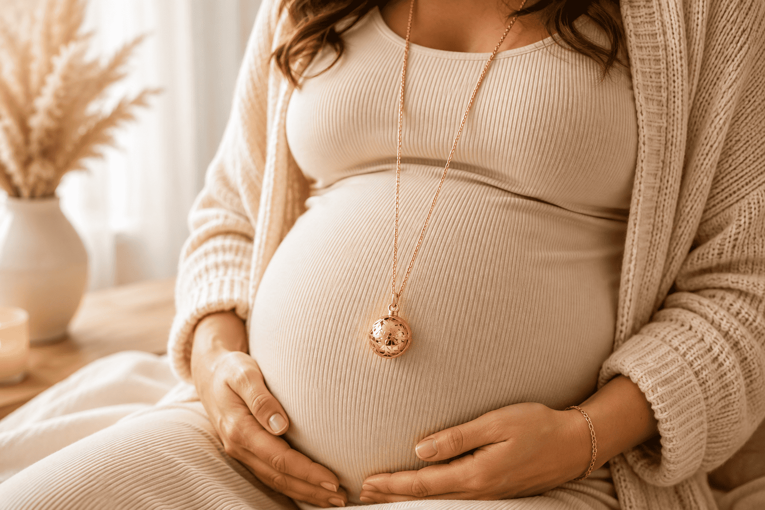Ventre de femme enceinte avec bola de grossesse, symbole de sérénité avant l'accouchement