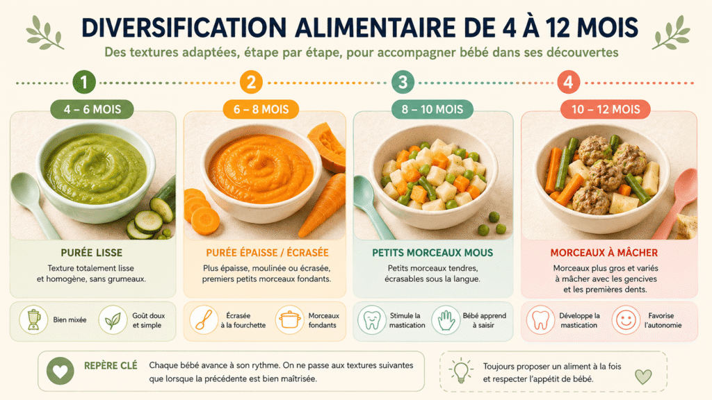 Les premières purées marquent le début de la diversification alimentaire entre 4 et 6 mois