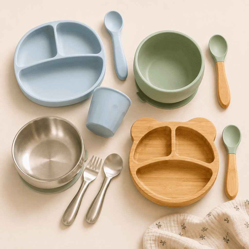 aisselle bébé sans BPA en plastique silicone inox et bambou