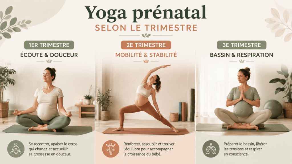 Yoga prénatal adapté aux différents trimestres de grossesse