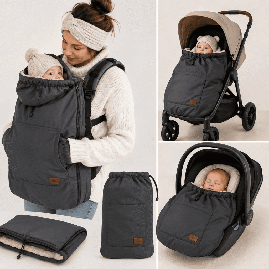 Couverture de portage compatible avec porte-bébé, poussette et siège auto