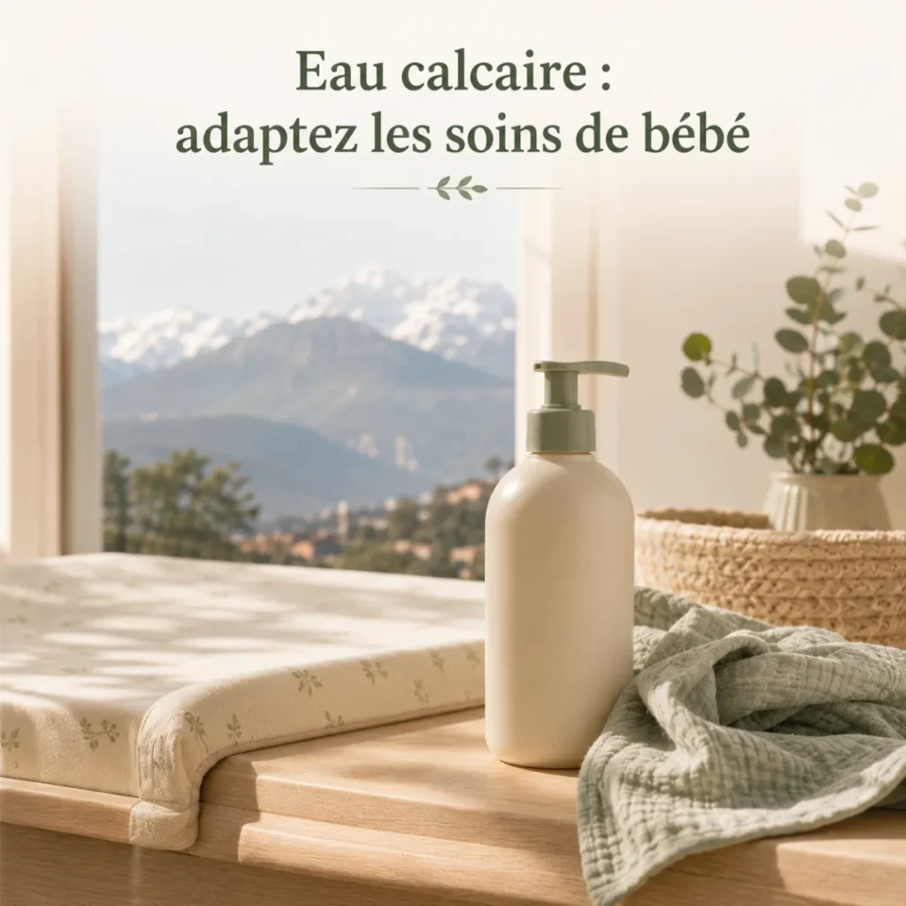 soins de bébé avec de l'eau calcaire