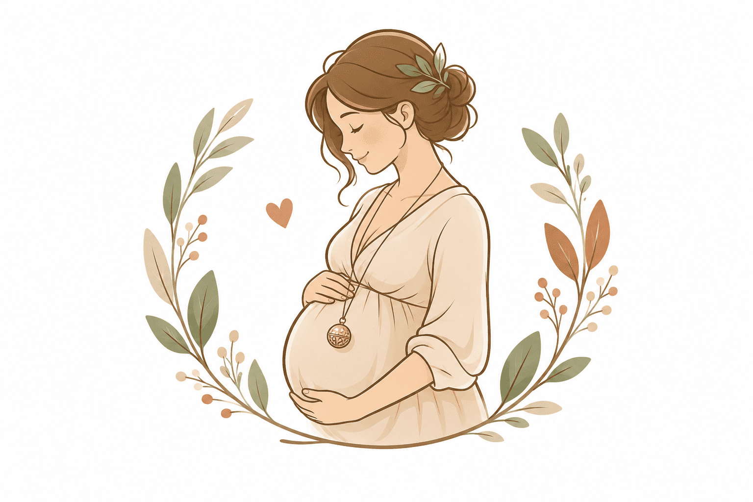 Femme enceinte souriante, illustration du calculateur de date d'accouchement Mon Ptit Hêtre